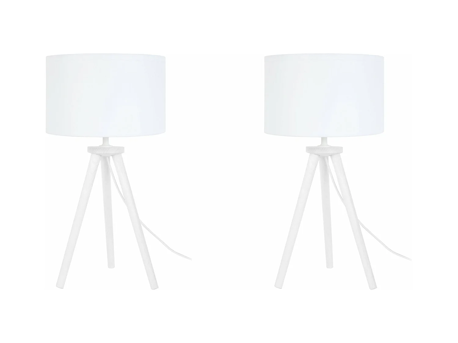 Pair de Lampes de chevet trépied bois  bois blanc naturel 44 cm.
