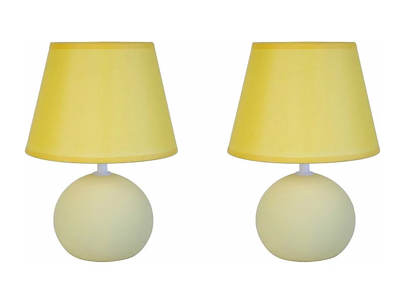 Pair de Lampes de chevet globe bois  beige 30 cm.