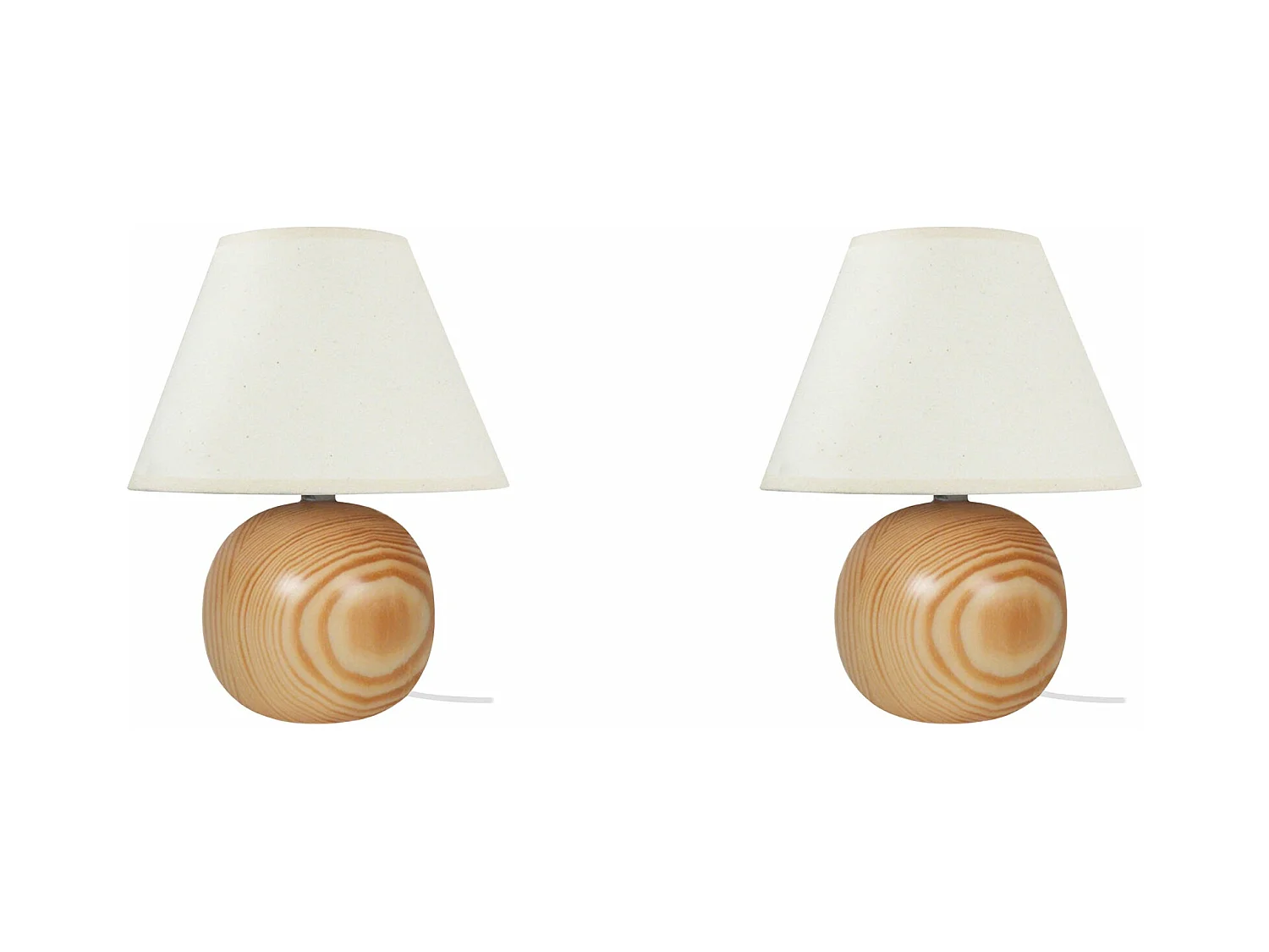 Pair de Lampes de chevet globe bois  naturel 26,5 cm.