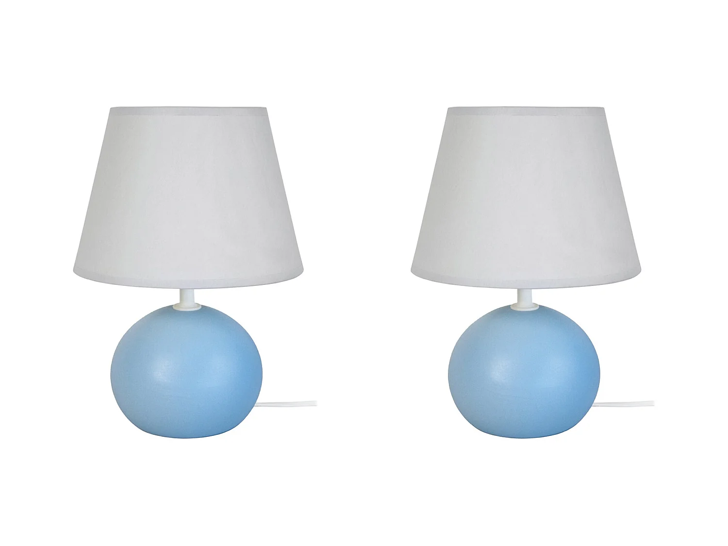 Pair de Lampes de chevet globe bois  bleu 30 cm.