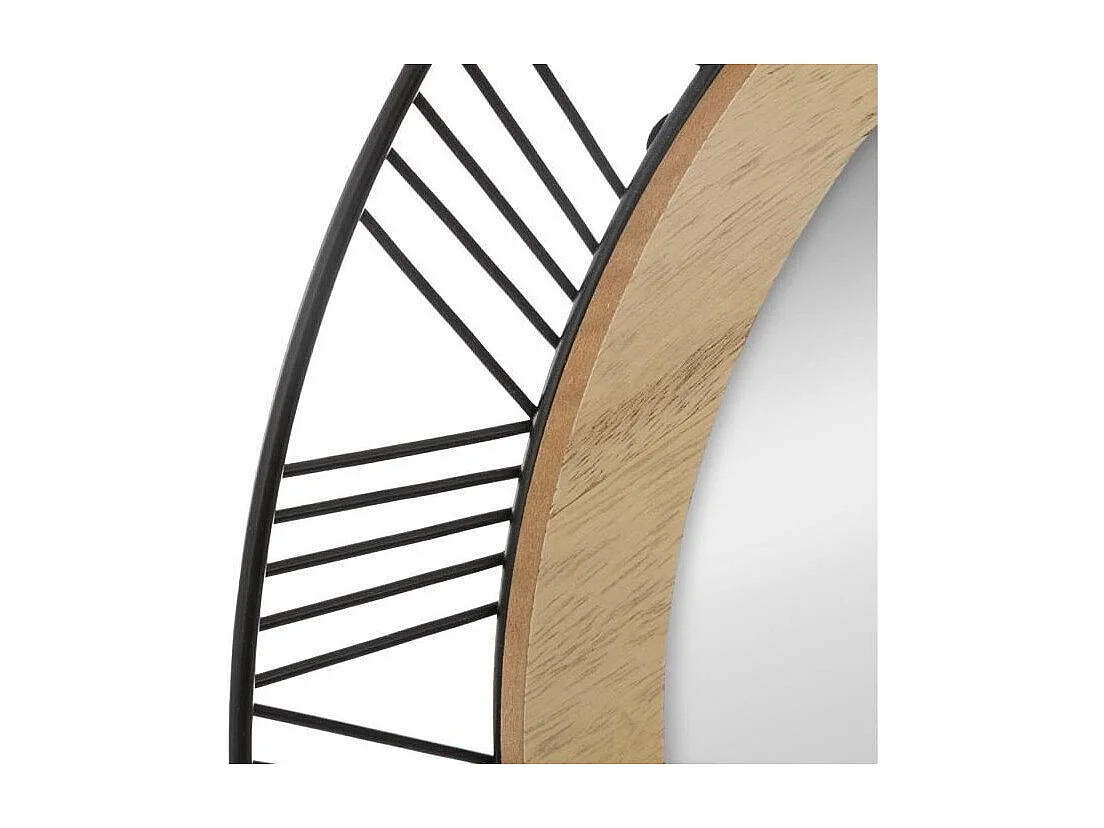 Miroir Rond en Métal & Bois "Joe" 45cm Noir