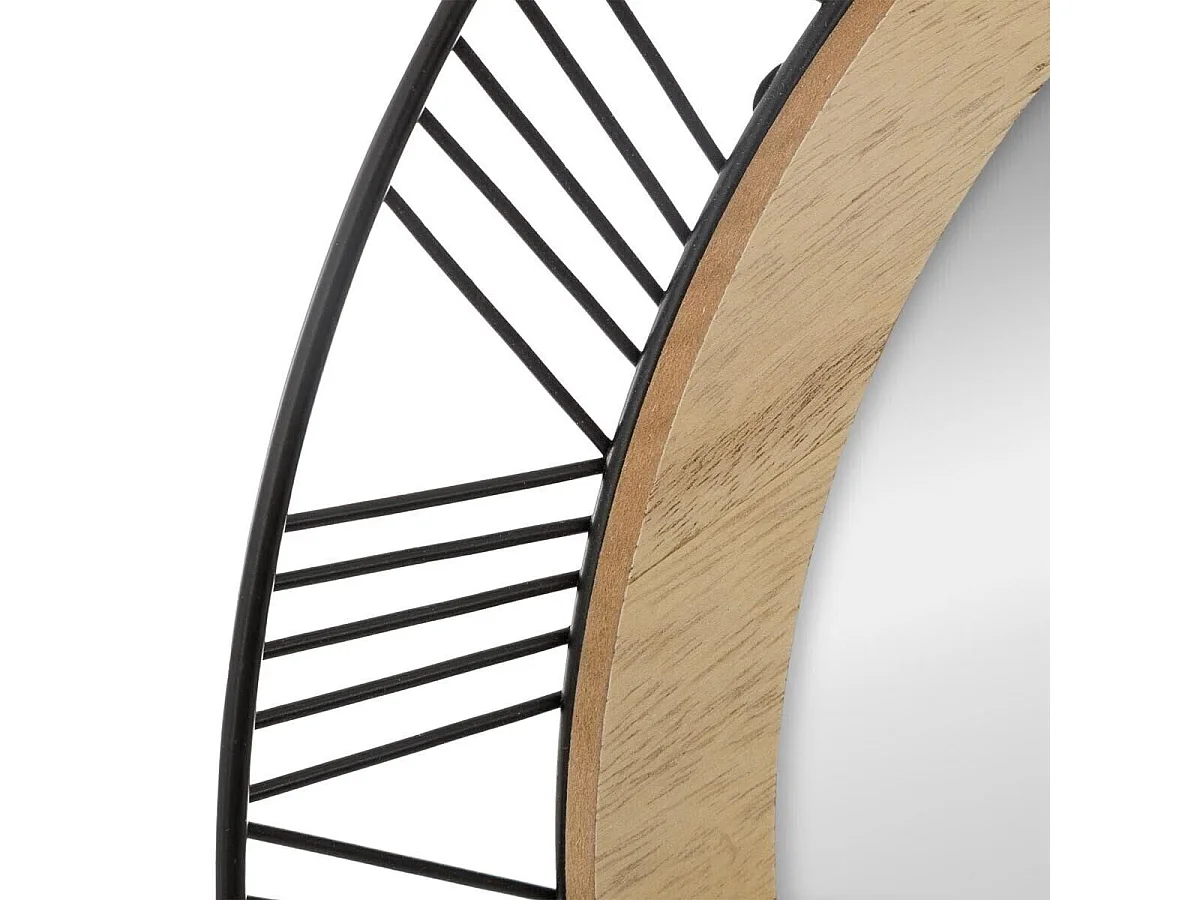 Miroir Rond en Métal & Bois "Joe" 45cm Noir