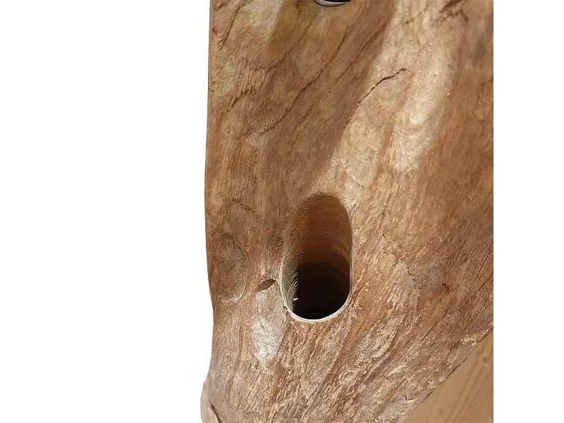 Range-bouteilles tronc d'arbre en teck 184 cm socle carré - TOKELA