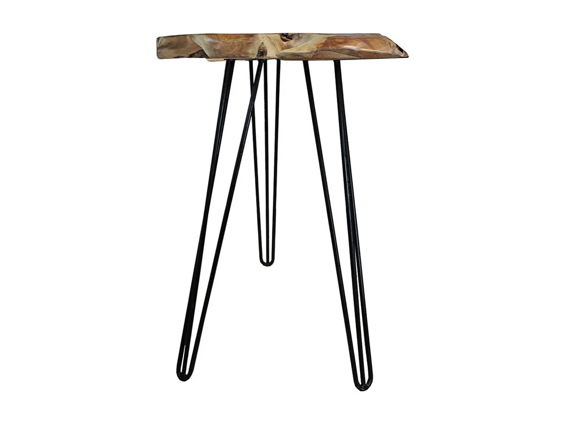 Table de bar L.163 cm en bois de teck et 3 pieds métal noir - GEPETTO