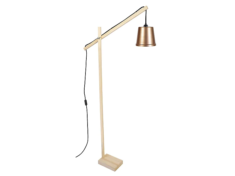 PILORI FACTORY - lampadaire liseuse articulé bois naturel et cuivre