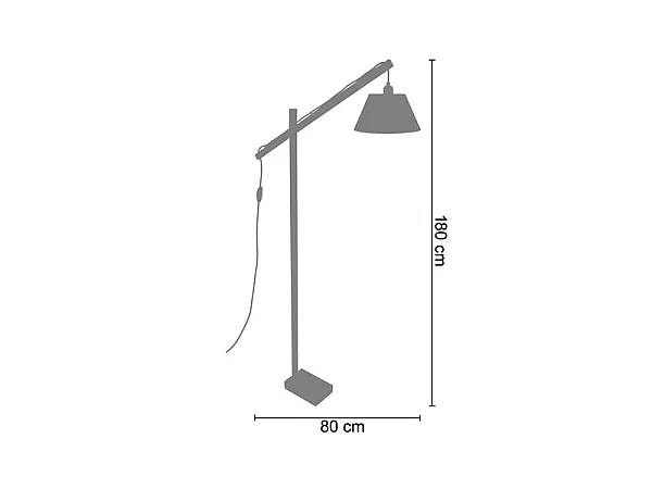 PILORI POLYCONE - lampadaire liseuse articulé bois naturel et orange