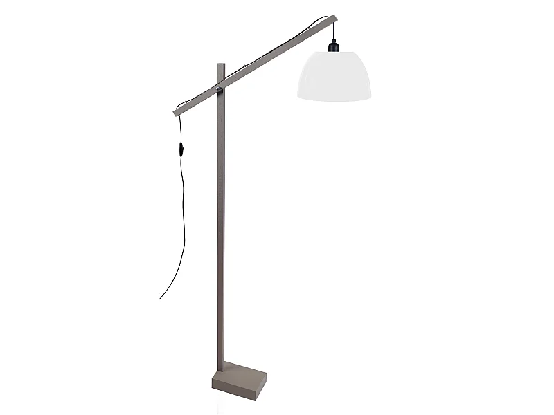 PILORI PLEXI - lampadaire liseuse articulé bois taupe et blanc