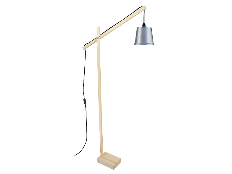 PILORI FACTORY - lampadaire liseuse articulé bois naturel et aluminium