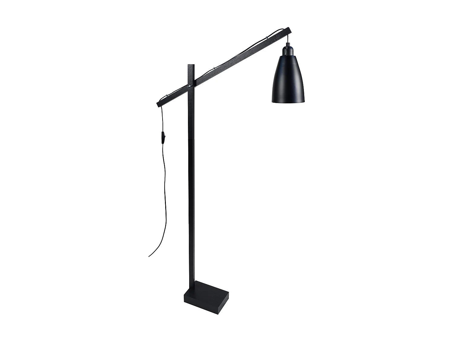 Candeeiro de Pé TOSEL BELFORT CONE tecido arqueado cone preto D35 x  H165  cm