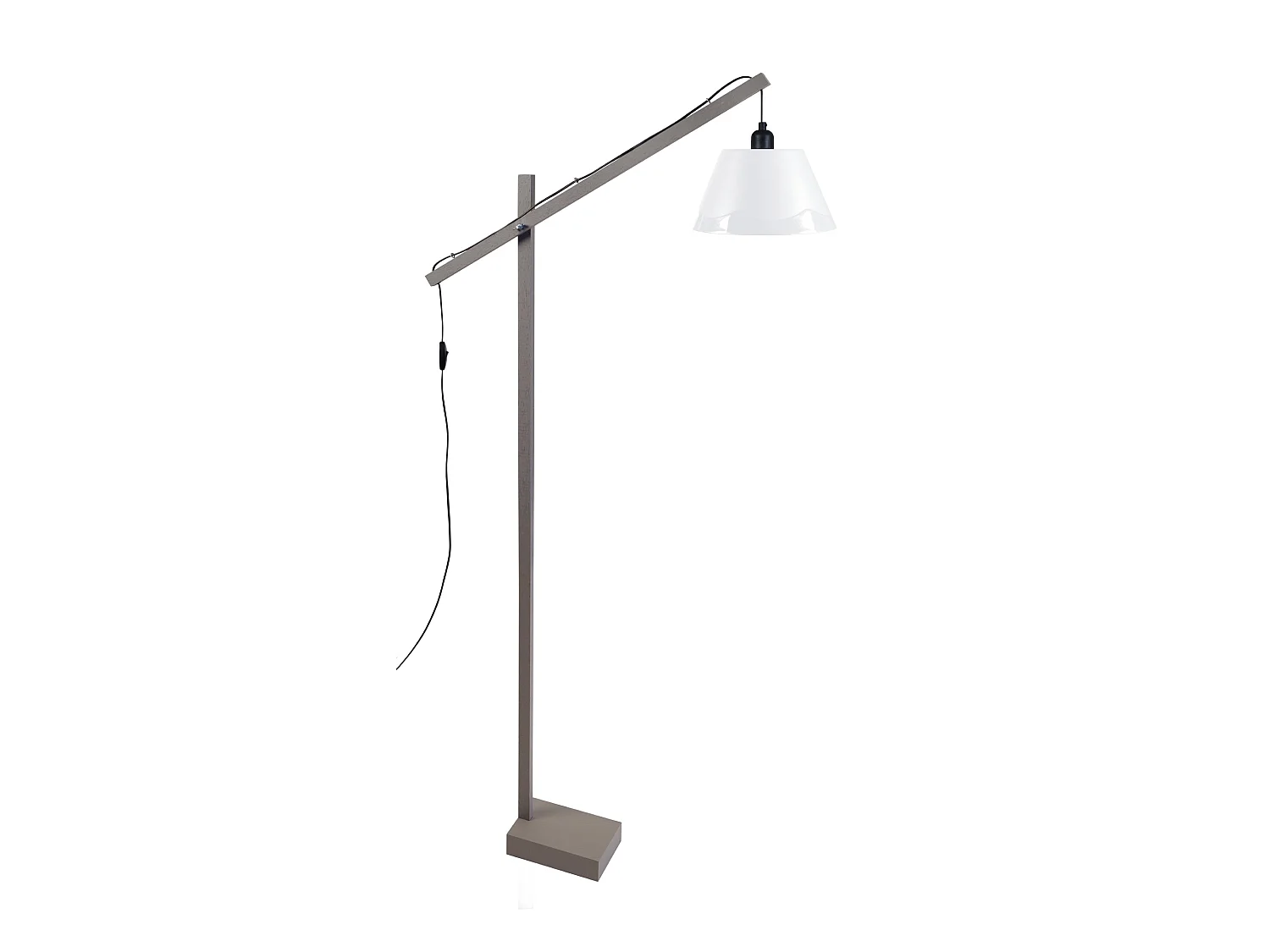 PILORI POLYCONE - lampadaire liseuse articulé bois taupe et blanc