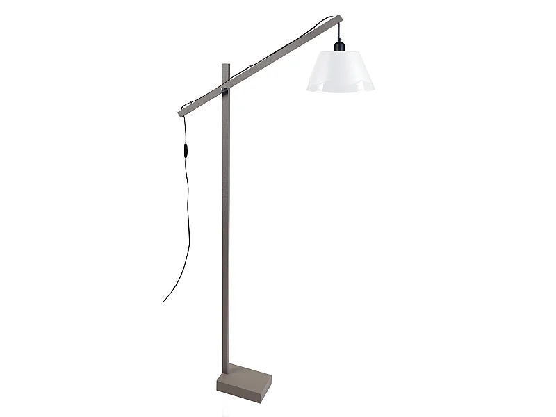 PILORI POLYCONE - lampadaire liseuse articulé bois taupe et blanc