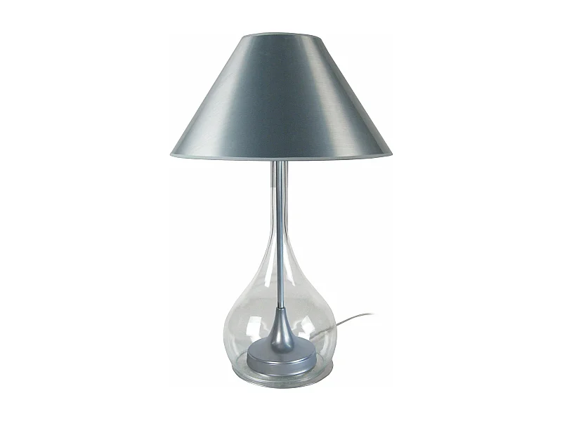 Lampe de salon vase verre transparent, aluminium 70 cm.