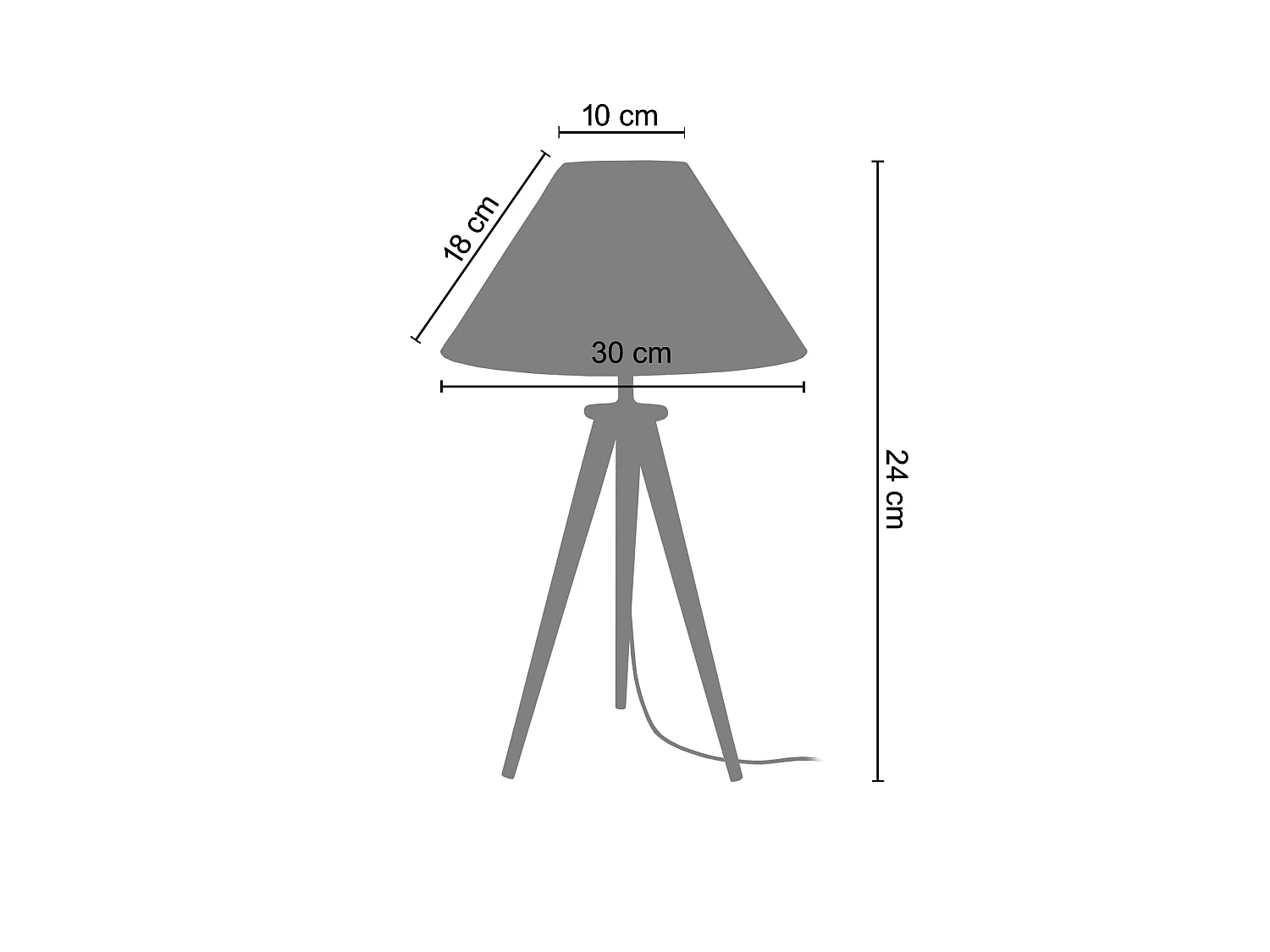 Lampada da tavolo legno treppiedi Paralume  cone ARHUS  bianco  D'30 cm