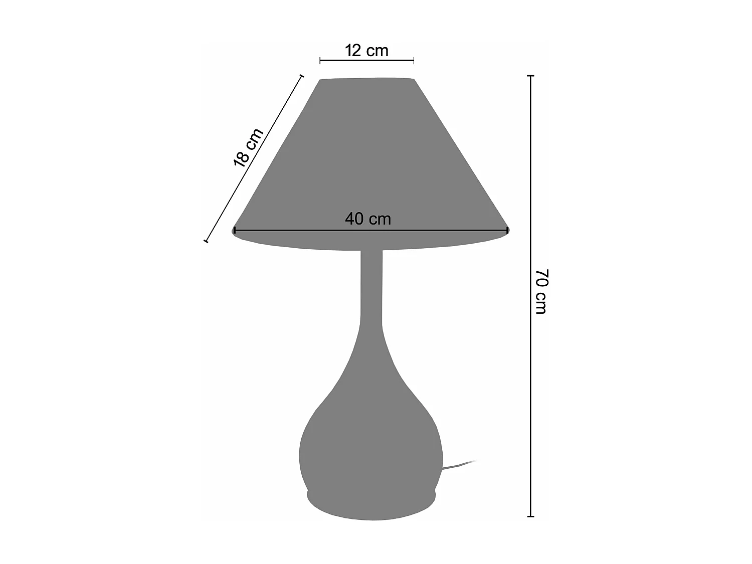 Lampe de salon vase verre transparent,  noir 70 cm.