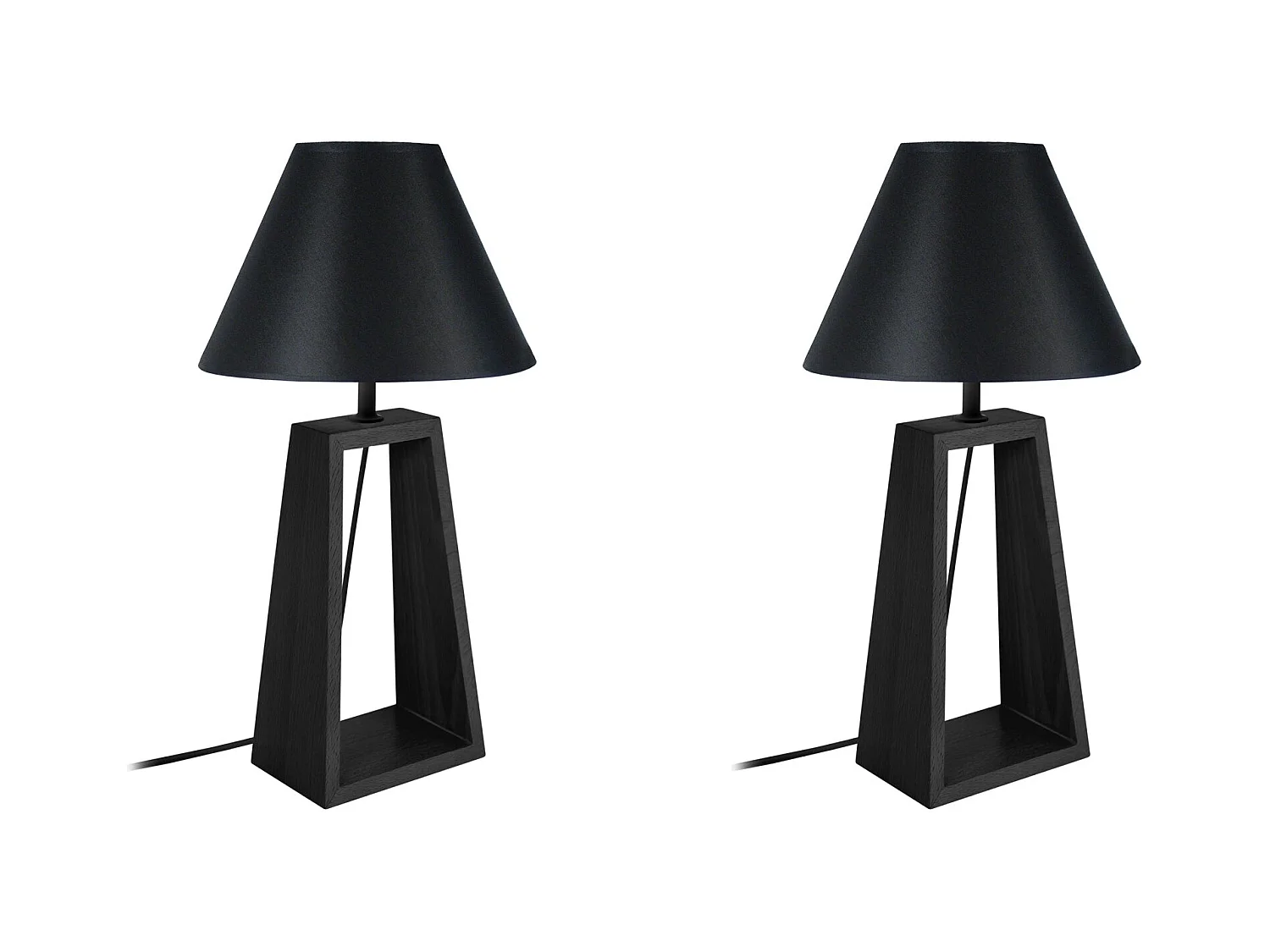 Pair de Lampes de chevet colonne bois  noir 50 cm.