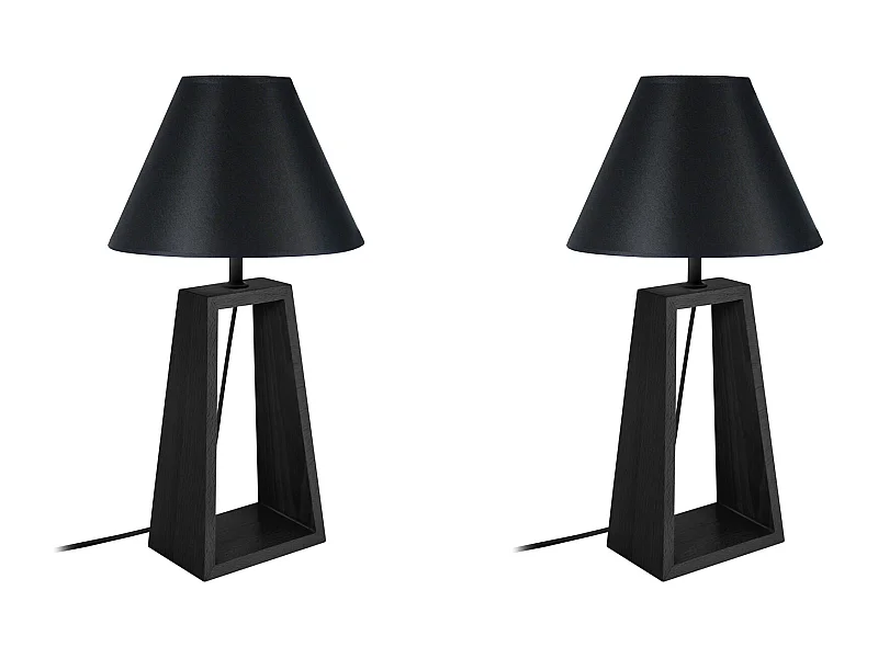 Pair de Lampes de chevet colonne bois  noir 50 cm.