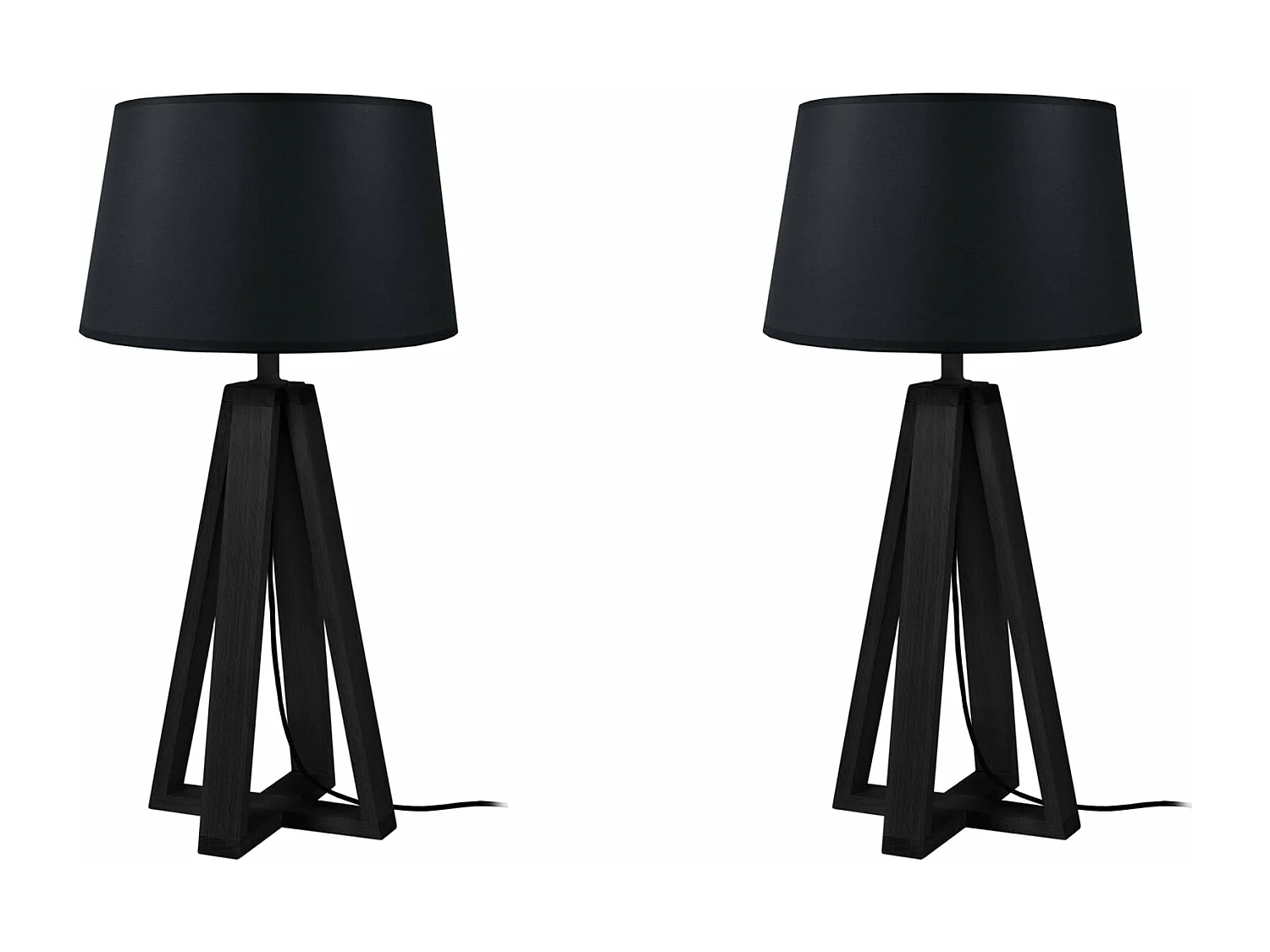 Abajur TOSEL ARHUS LT2 tecido tripé preto D30 x  H54  cm