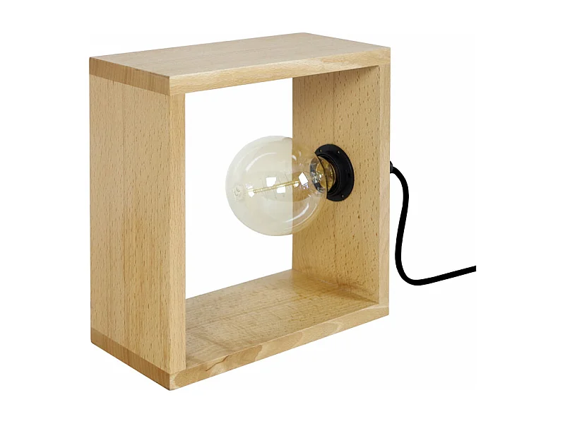 Lampe de chevet carré bois  naturel 25 cm.