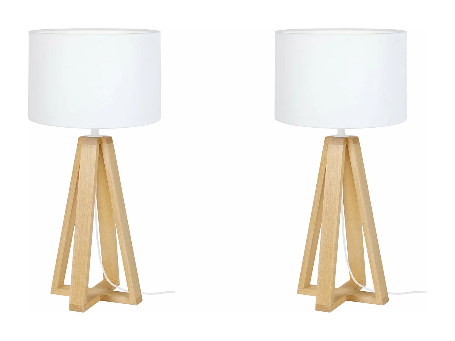 Abajur TOSEL ARHUS LT2 tecido tripé branco D30 x  H54  cm