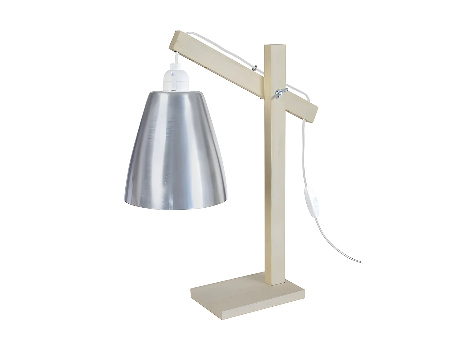 PILORI LARSEN - Lampe de bureau articulé bois naturel  et aluminium