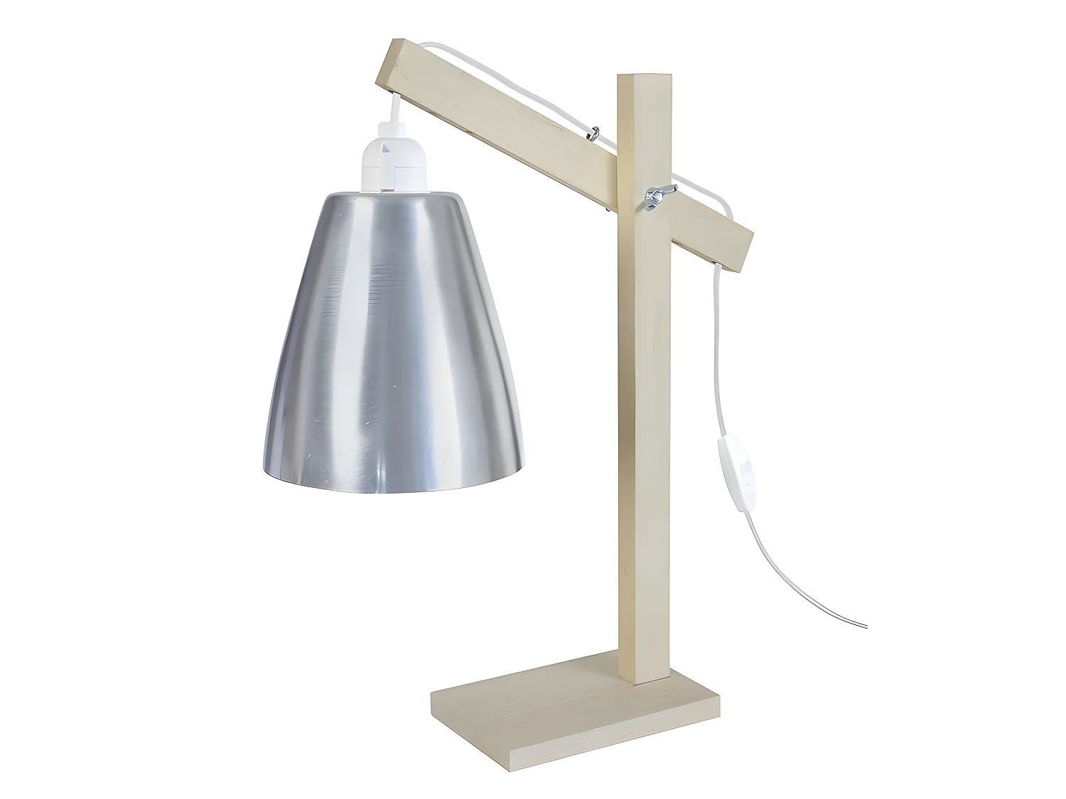 PILORI LARSEN - Lampe de bureau articulé bois naturel  et aluminium