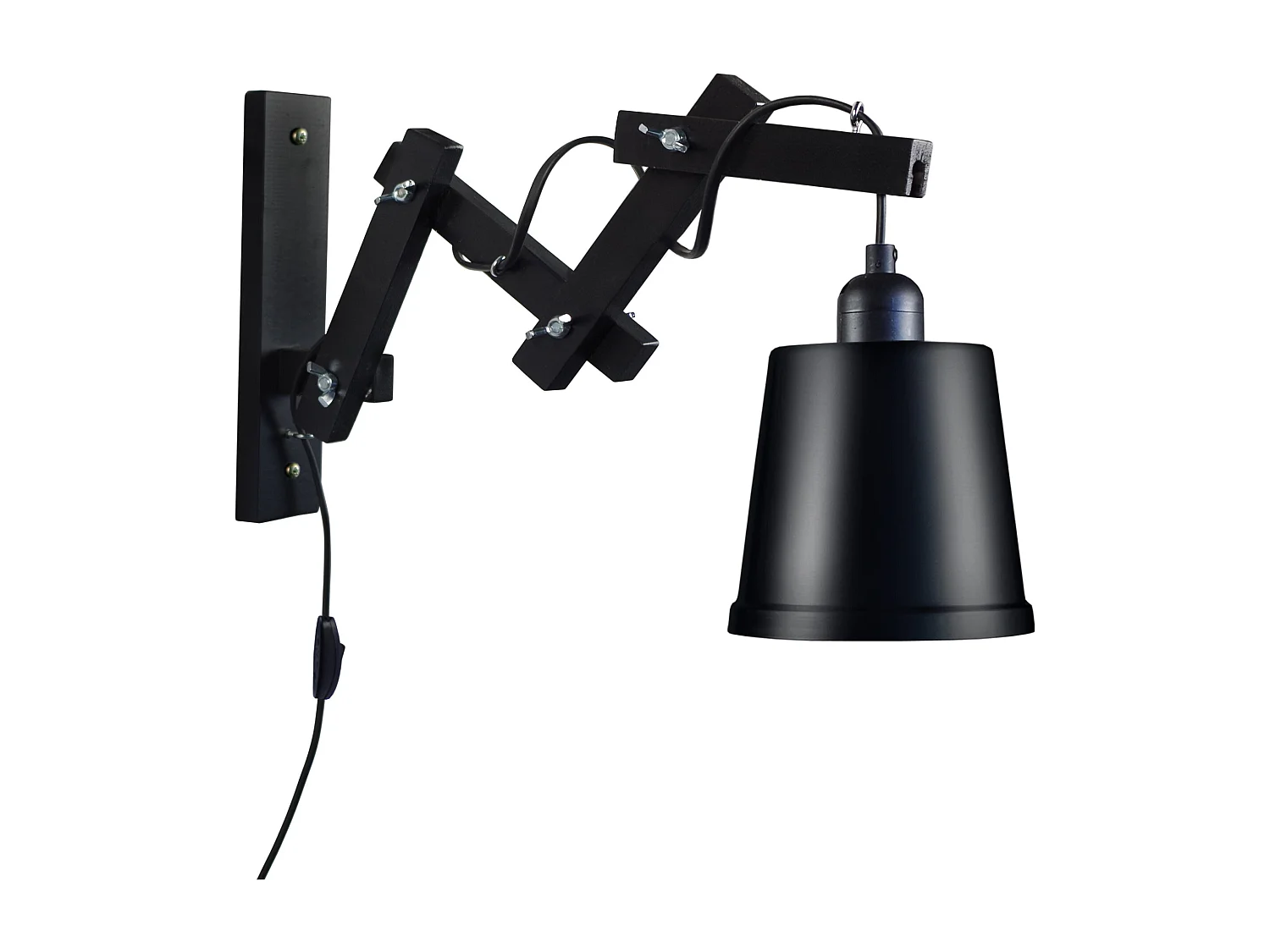 Aplique TOSEL PILORI FACTORY metal articulado preto D40 x  H55  cm