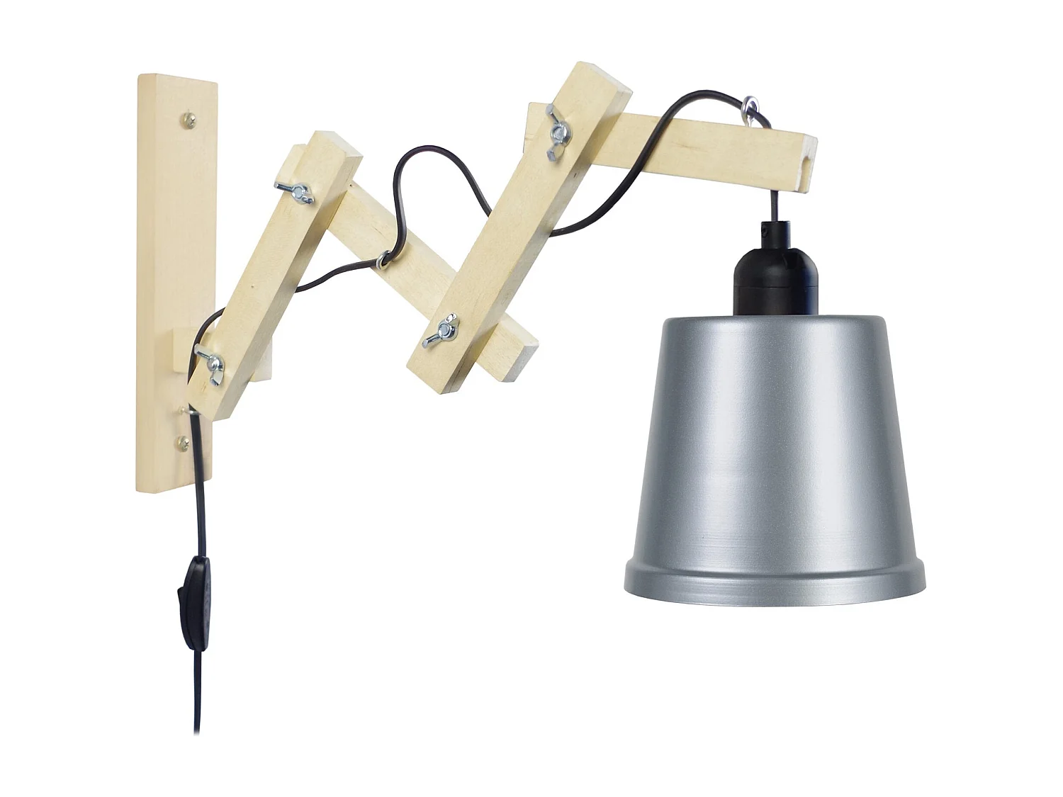 Aplique TOSEL PILORI FACTORY metal articulado cinza D40 x  H55  cm