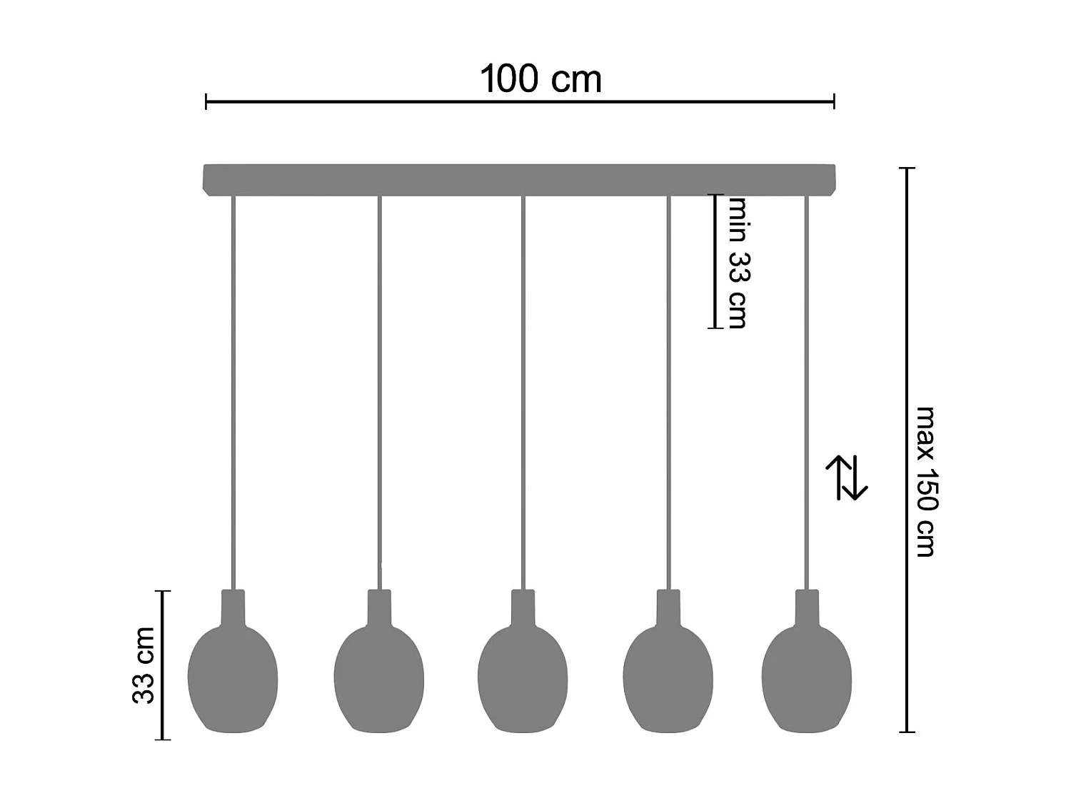 Suspensão TOSEL  VINGOLF vidro bar colori D60 x  H100  cm