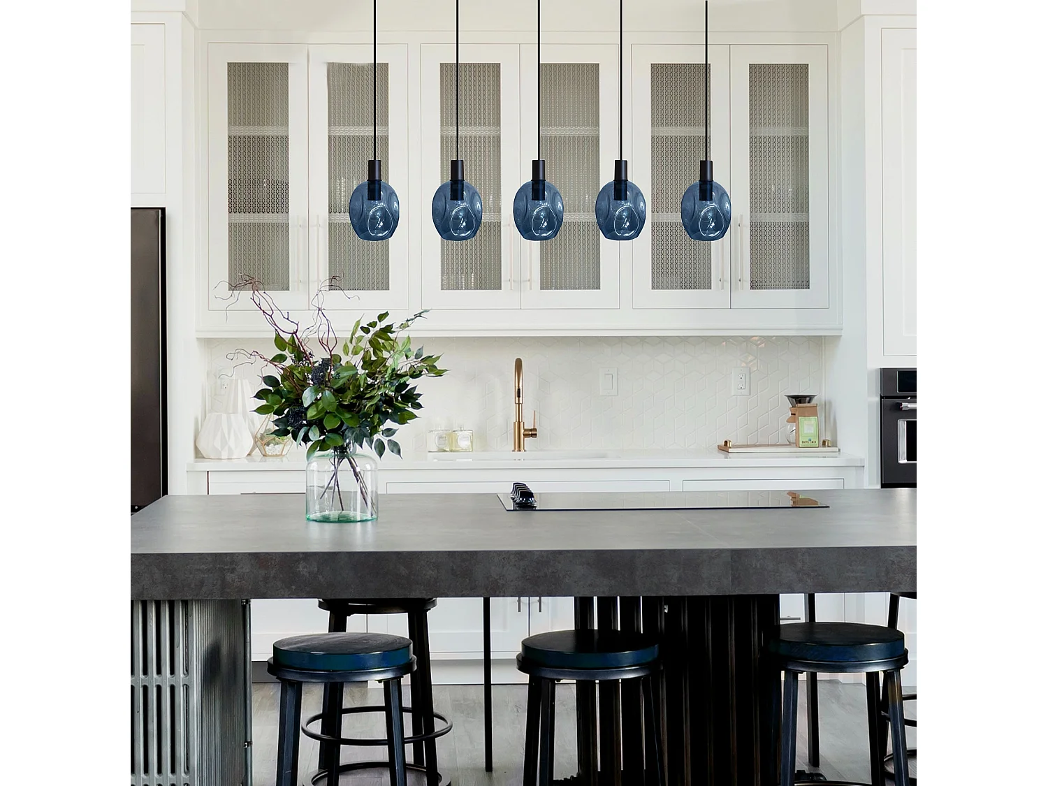 Suspensão TOSEL  VINGOLF vidro bar azul acinzentado D60 x  H100  cm