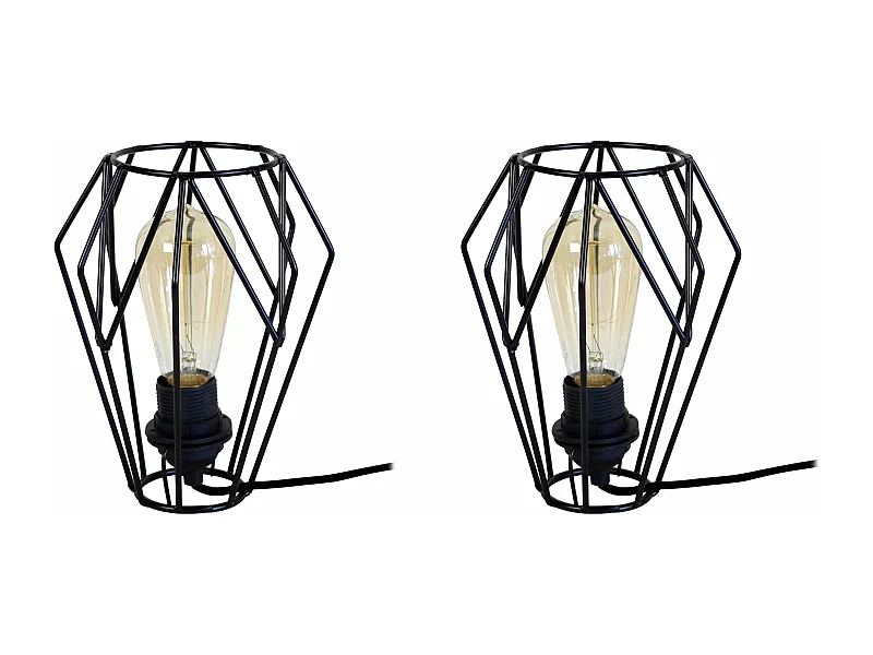 Pair de Lampes de chevet géométrique filaire  noir 25 cm.