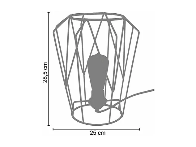 Abajur TOSEL OCTOGONAL LT2 metal geométrico cinza D21 x  H32  cm