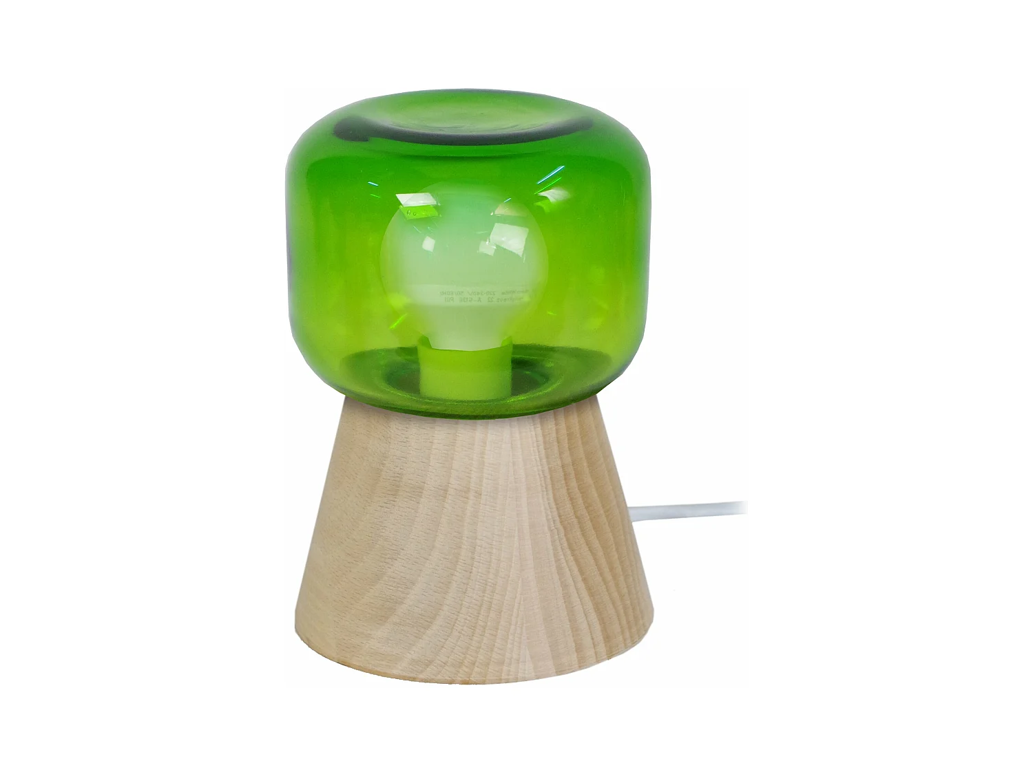 Lampe de chevet conique bois  naturel 16 cm.