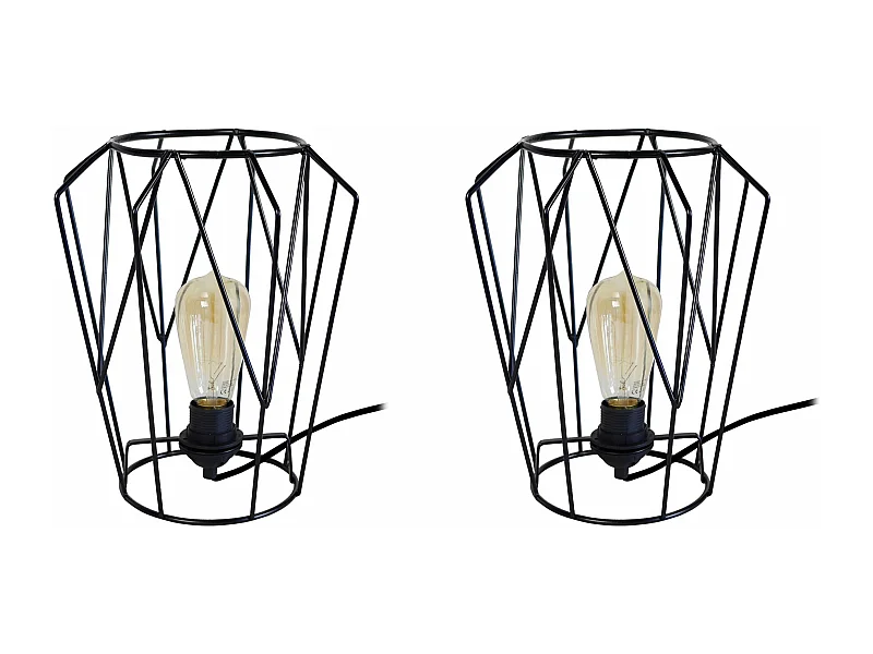 Abajur TOSEL OCTOGONAL LT2 metal geométrico preto D21 x  H32  cm