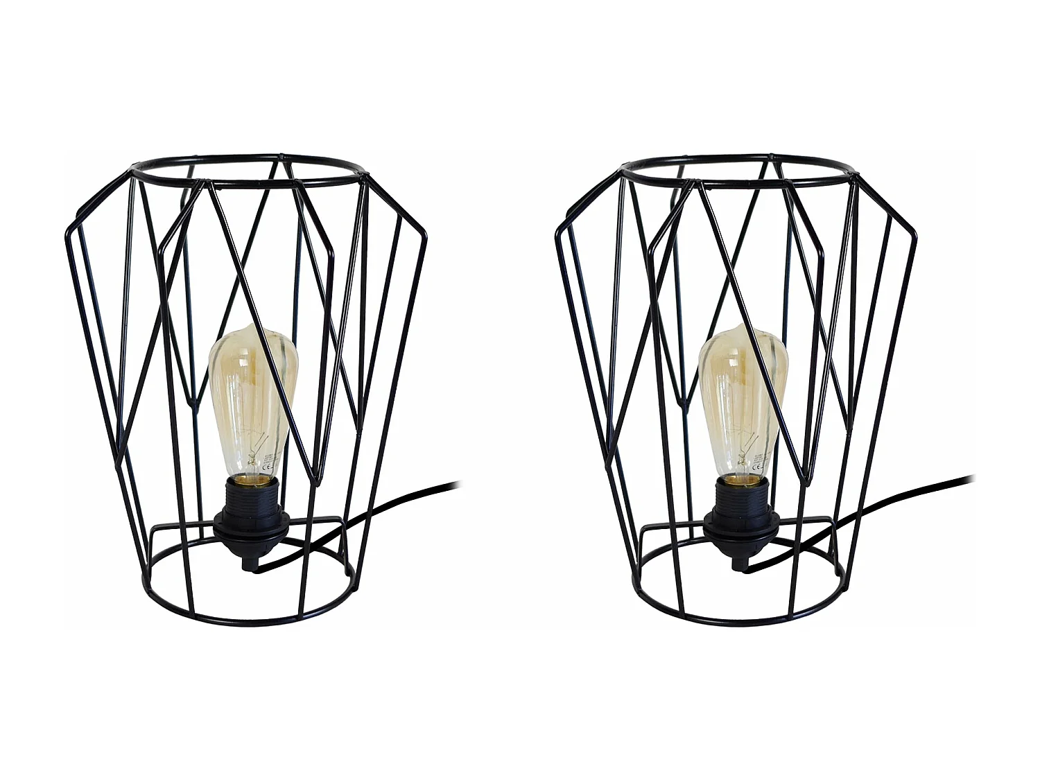 Abajur TOSEL OCTOGONAL LT2 metal geométrico preto D21 x  H32  cm