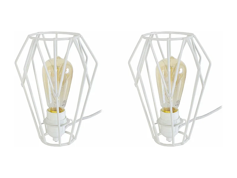Pair de Lampes de chevet géométrique filaire  blanc 25 cm.