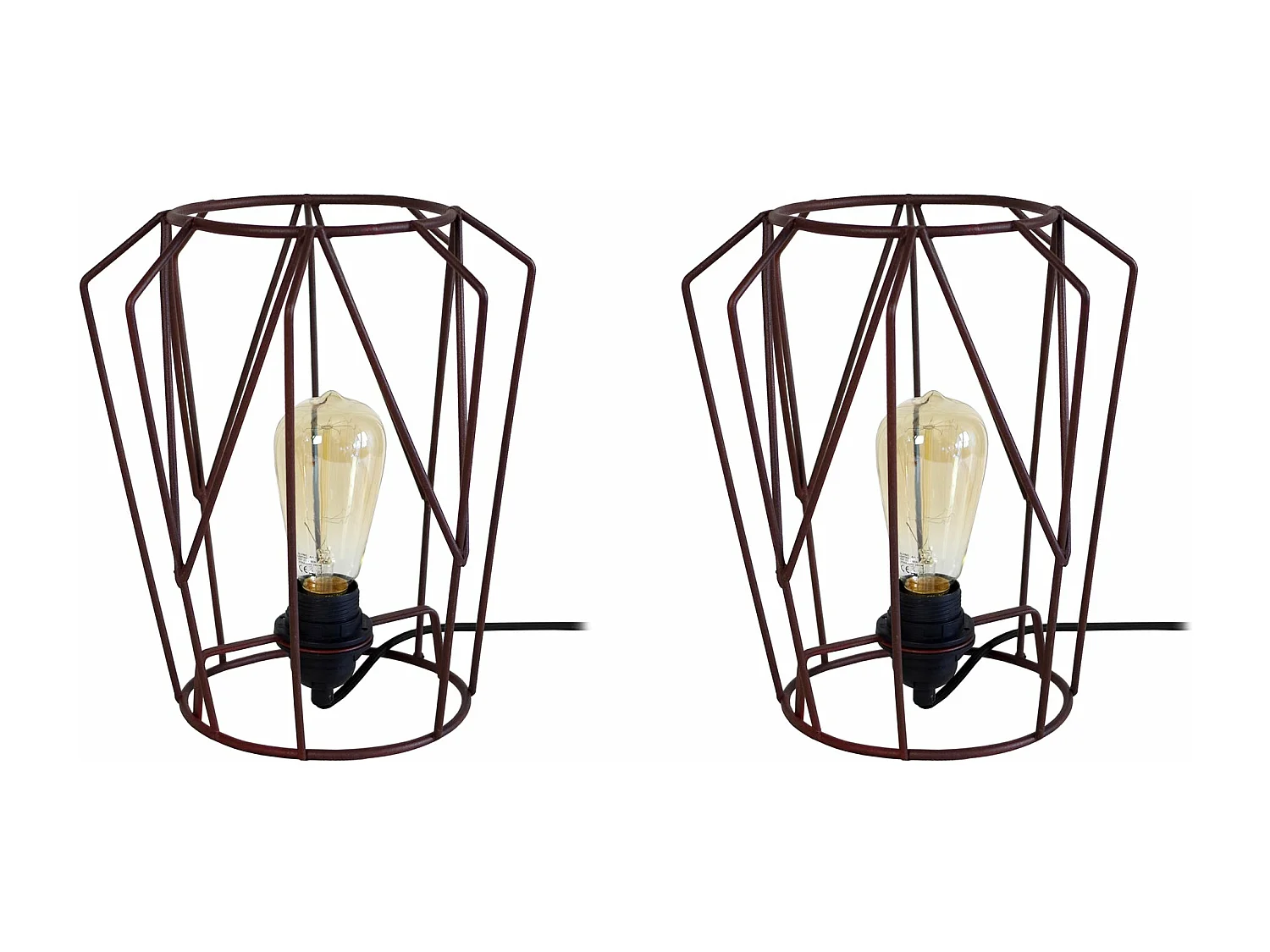 Abajur TOSEL OCTOGONAL LT2 metal geométrico vermelho D21 x  H32  cm