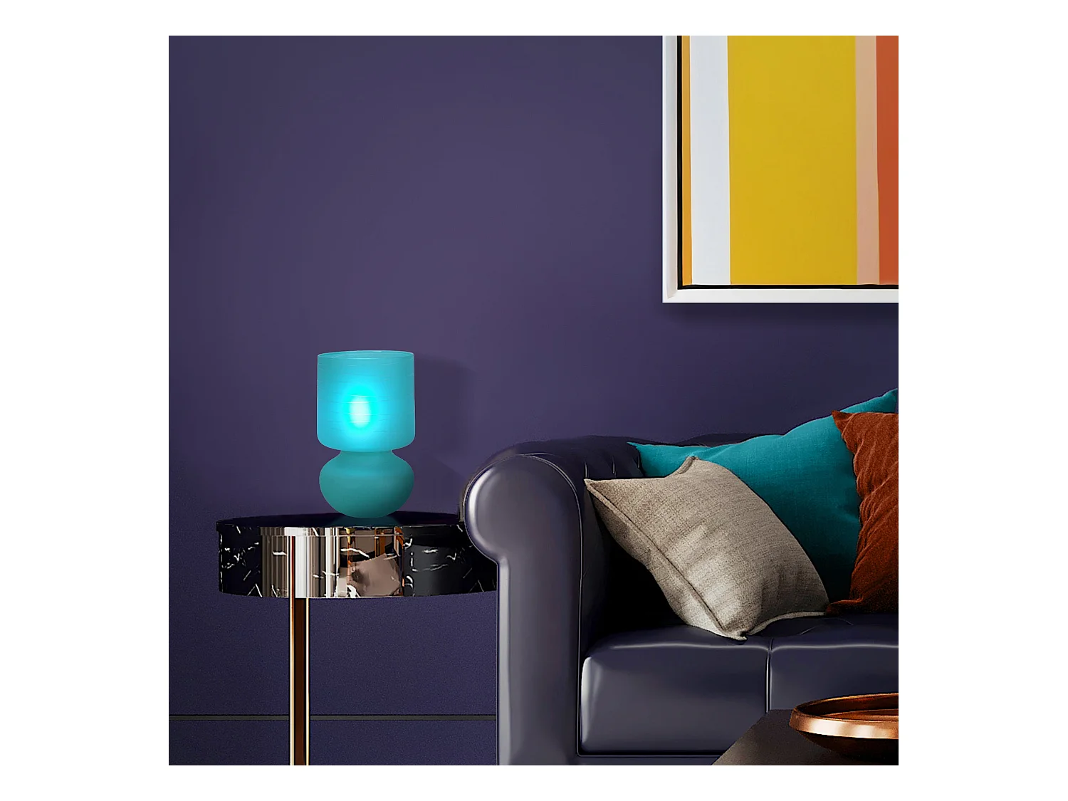 Lámpara de noche TOSEL ,vidrio,Azul ,A22xD16xP16cm