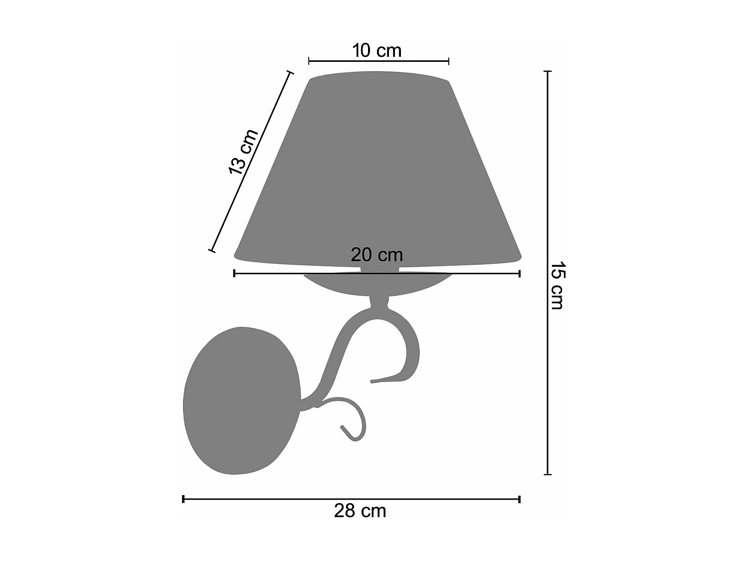 Aplique TOSEL EPOCA tecido braço preto D28 x  H15  cm