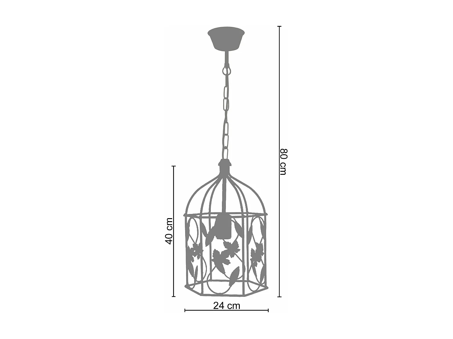 Suspension lanterne cage métal blanc or 68 cm..