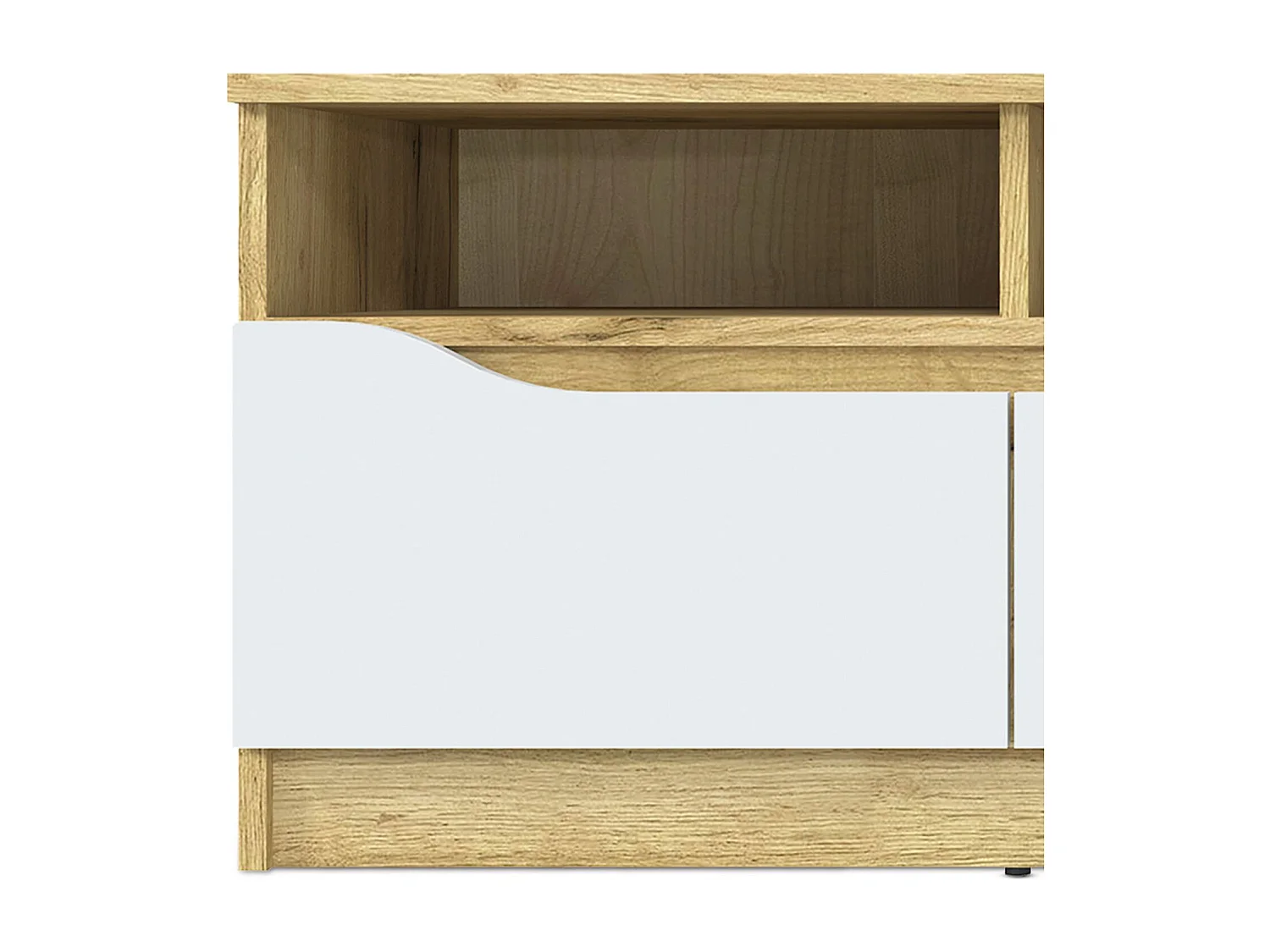 Meuble TV 3 Tiroirs "Miaso" 130cm Naturel & Blanc