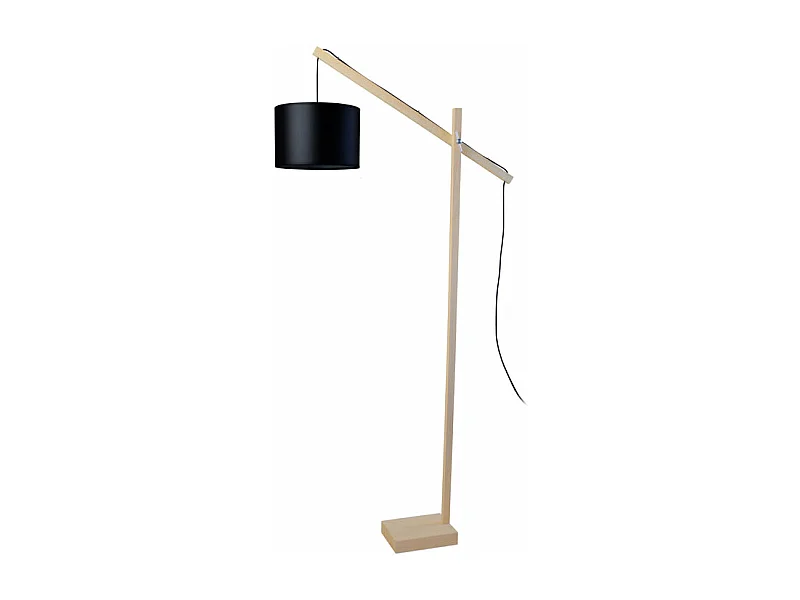 Lampadaire articulé bois  naturel noir 180 cm.