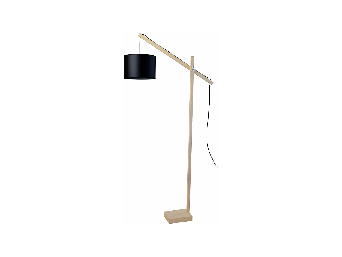 Lampadaire articulé bois  naturel noir 180 cm.