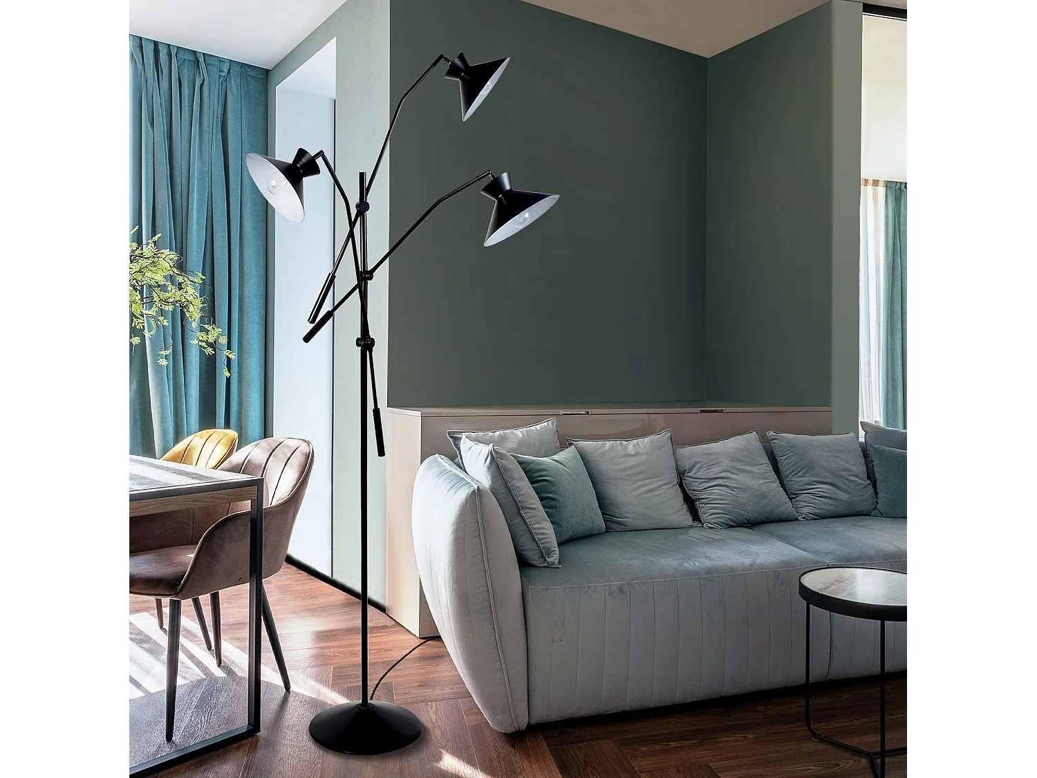 Lampadaire articulé métal  noir 190 cm.