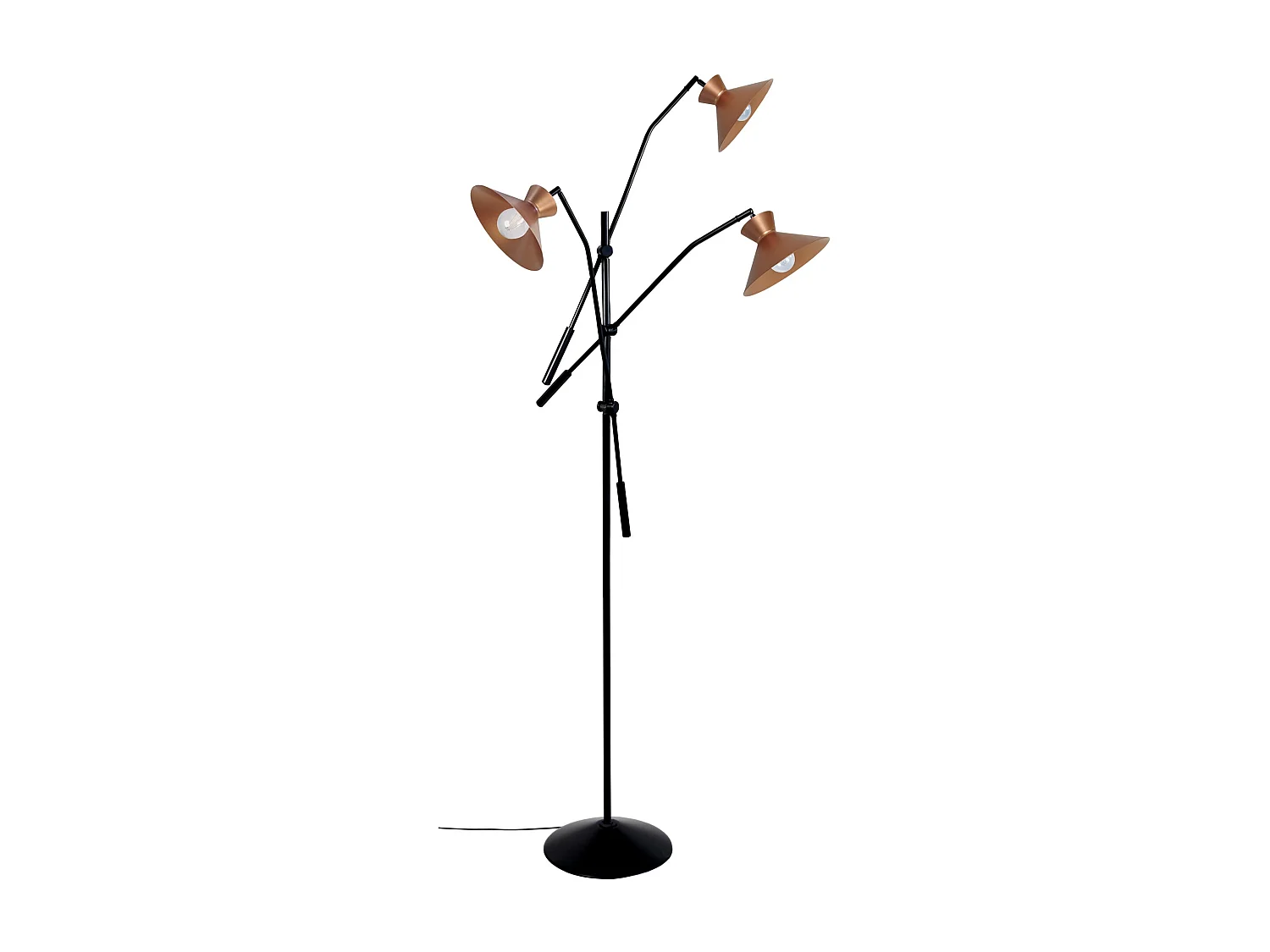 Lampadaire articulé métal  noir,doré 190 cm.