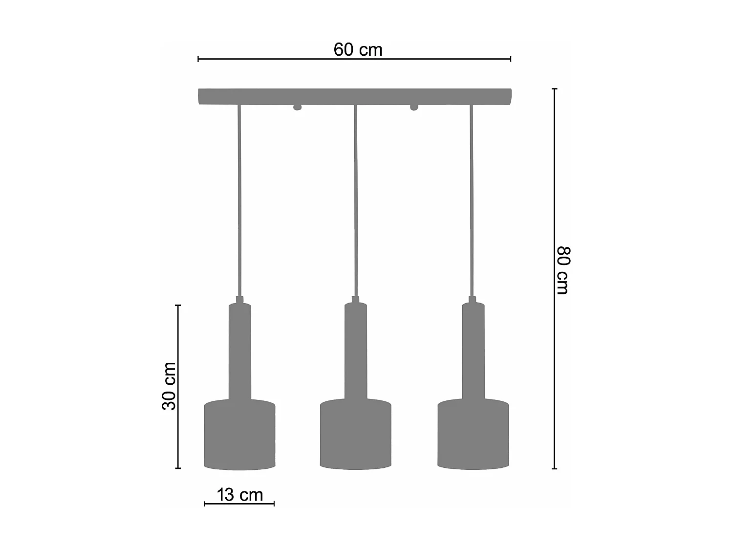 Suspensão TOSEL  KNUDSEN metal conjunto cinza escuro D30 x  H80  cm