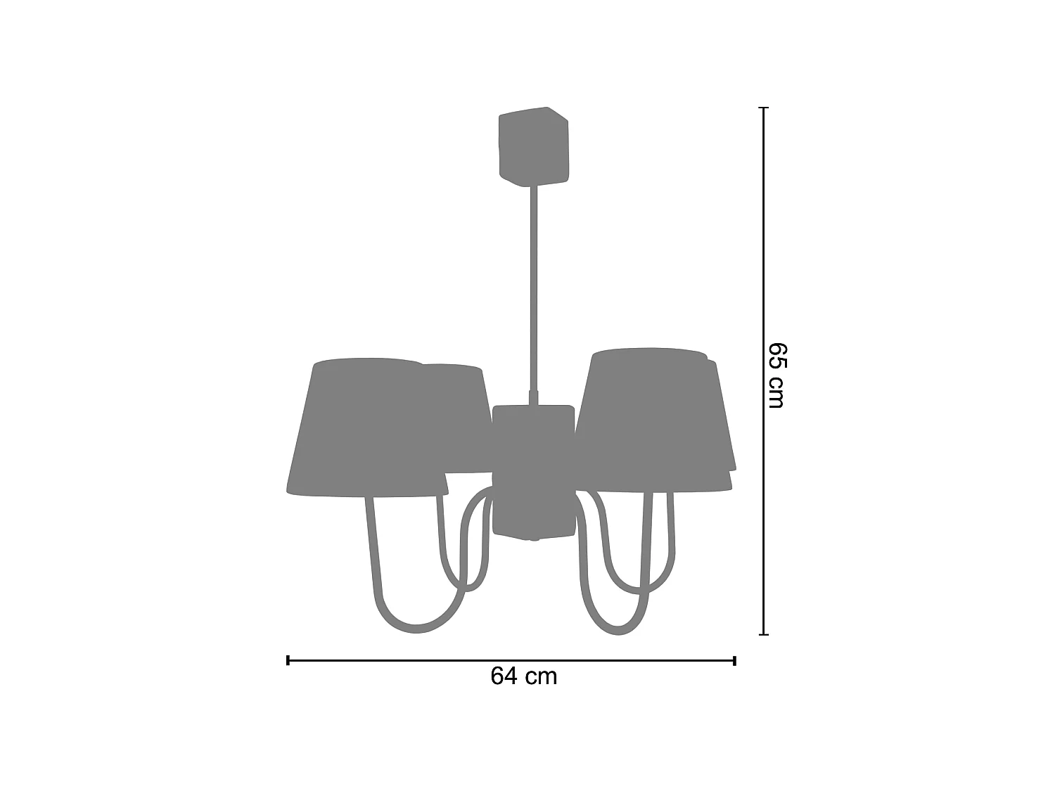Lampadario legno braccia metallo  4 luci  TACKS Lampadario nero D'64cm