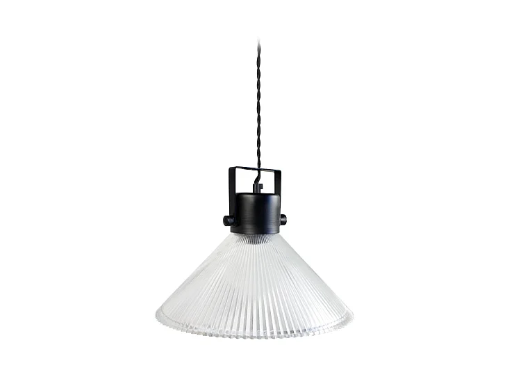 POULIES CONE VERRE - Suspension conique métal noir
