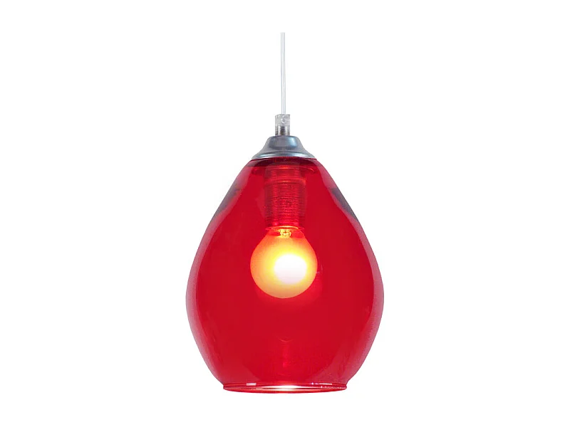 Suspension larme verre  aluminium,rouge  80 cm.