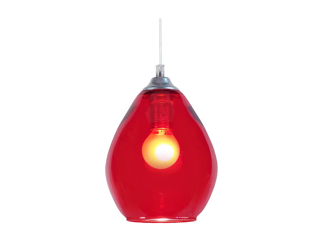 Suspension larme verre  aluminium,rouge  80 cm.