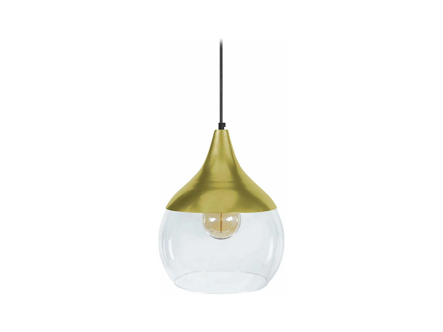 Suspension larme verre  doré 95 cm.